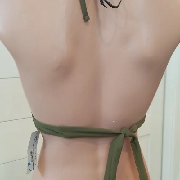 NWT CALIFORNIA WAVES Army green tribal bikini top | Medium | - Picture 5 of 7